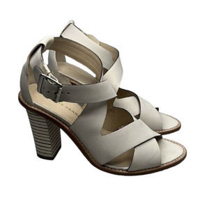 LOEFFLER RANDALL Gladiator Criss Cross Heels Leather Block Heel Neutral Nude 8